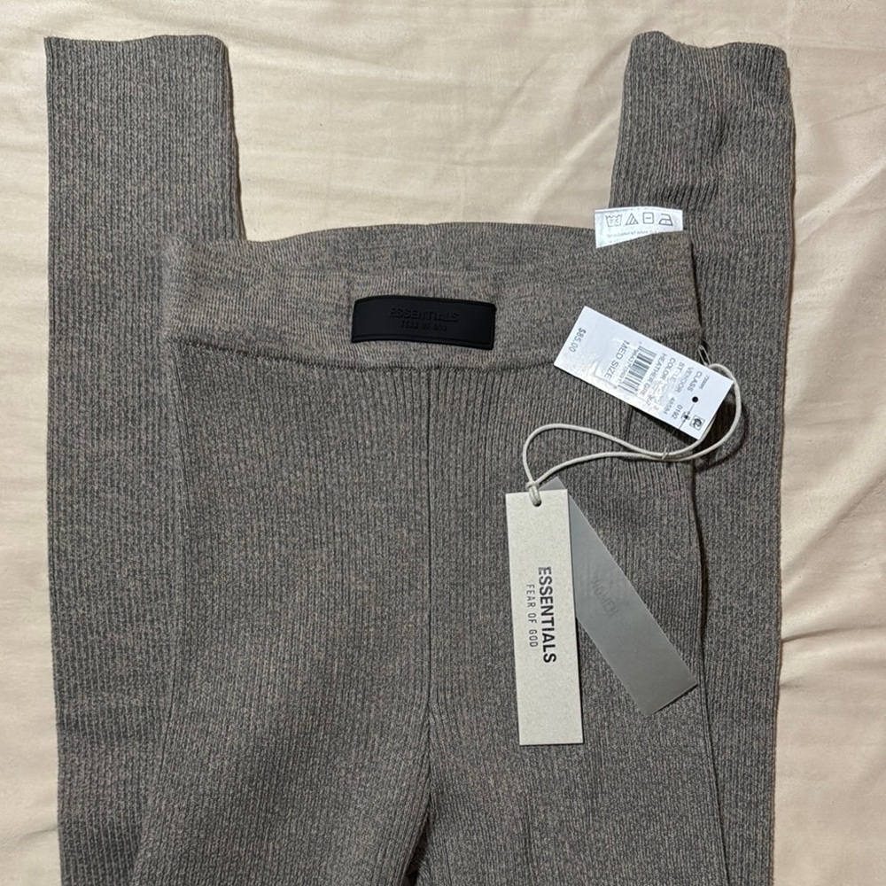 Essentials Ribbed Knit Pants - Gray